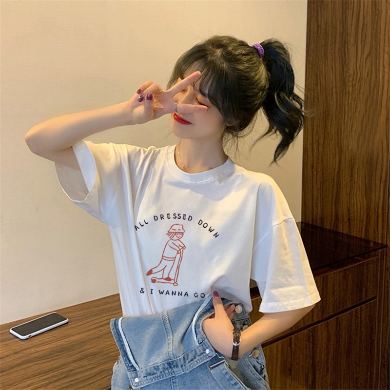 Áo Thun Cotton Tay Ngắn Dáng Rộng In Hình Ngọn Núi Thời Trang Cho Nữ