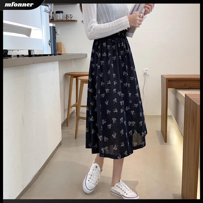 Chân Váy Xếp Ly Lưng Cao Co Giãn In Họa Tiết Hoa Thời Trang Mùa Hè Dành Cho Nữ