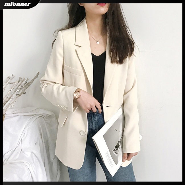 Áo Khoác Tay Dài Dáng Rộng Màu Sắc Thời Trang Cho Nữ