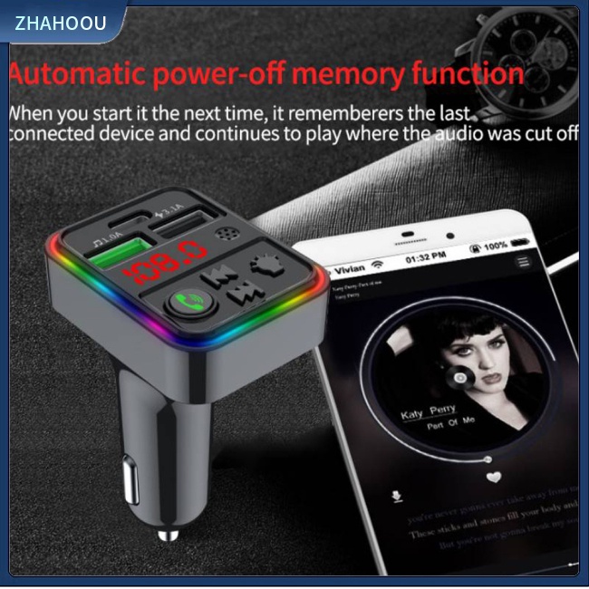 ☃Phụ Kiện Trang Trí Nhà Cửa Độc Đáo Sáng Tạo☃ Thiết Bị Chuyển Đổi Radio Mp3 Bluetooth Qc3.0 Pd Sạc Nhanh Nhiều Màu Sắc Dành Cho Xe Hơi