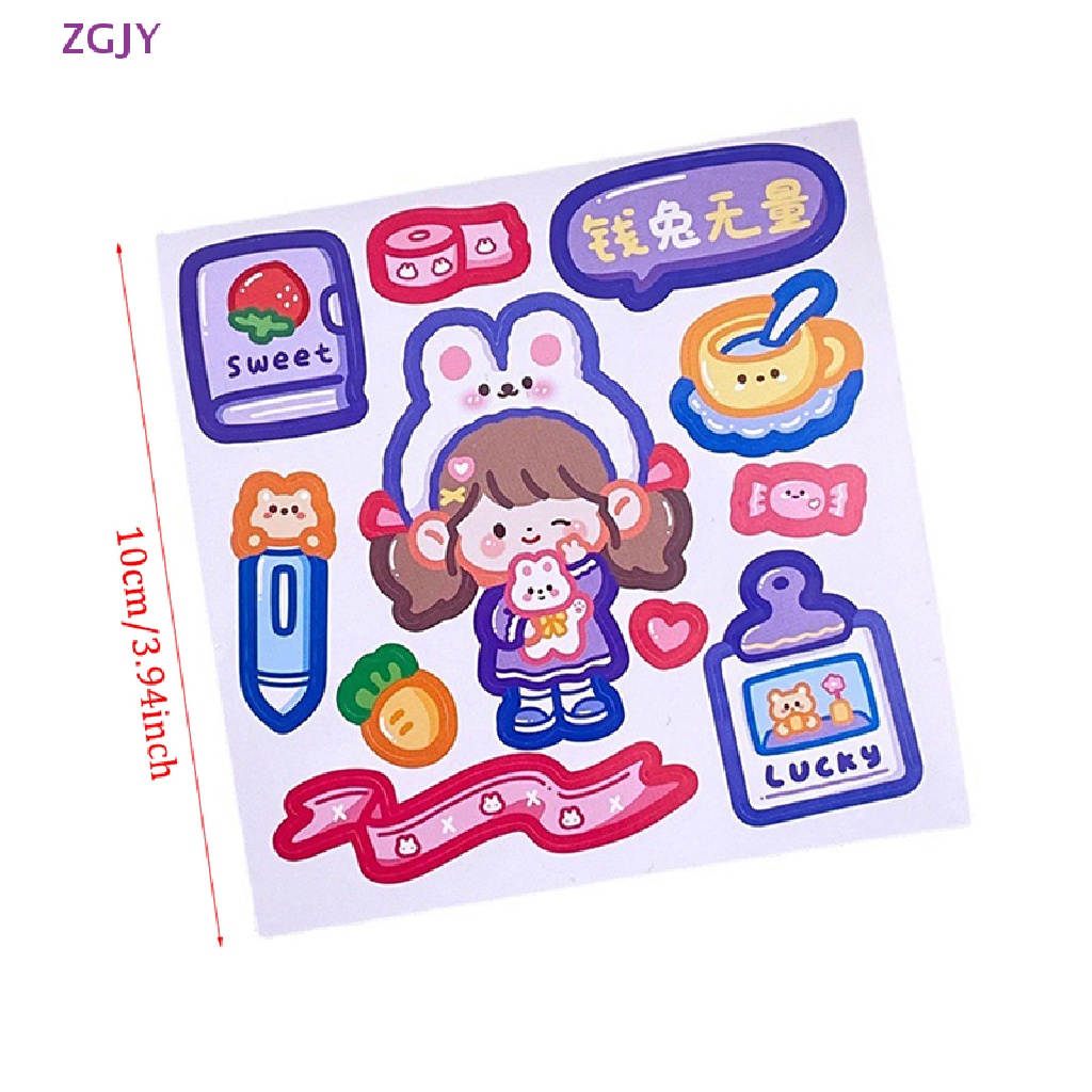 Set 10 Sticker Thỏ ZGJY Dễ Thương Dùng Để Trang Trí Sổ Tay Mới
