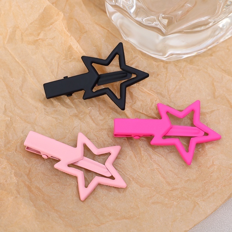 Y2k Kẹp Tóc Kim Loại Hình Ngôi Sao Năm Cánh Rỗng Màu Đục Lỗ Tinh Tế Cá Tính Dành Cho Bạn Nữ