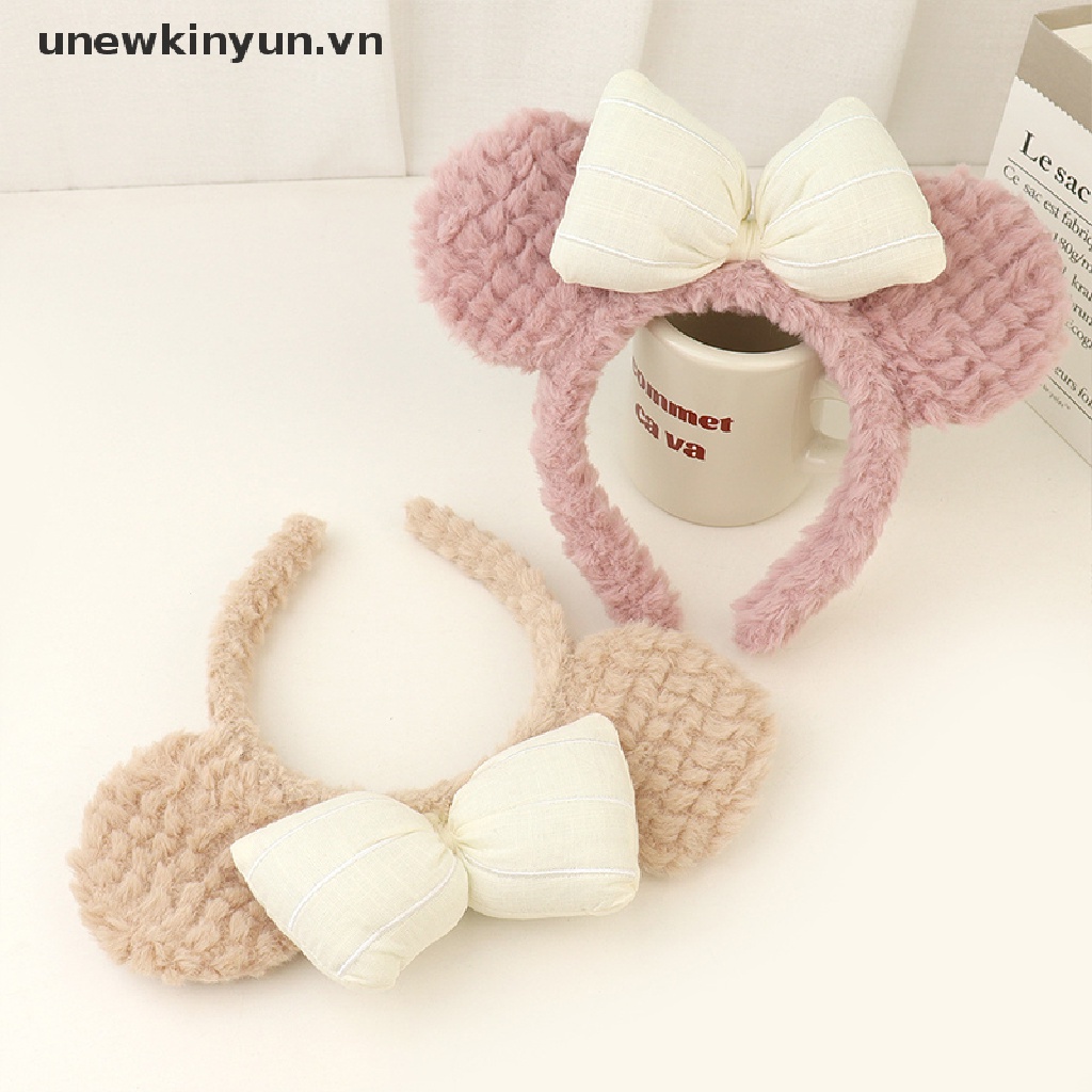 Băng Đô Cài Tóc Hình Tai Gấu Bằng Vải Bông Không Trượt Thời Trang Dành Cho Nữ