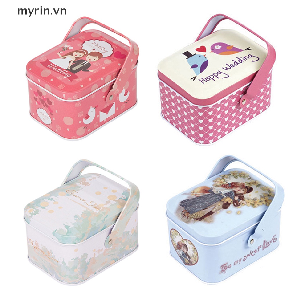 1 Hộp Đựng Kẹo Hình Vali Nhỏ Bằng Thiếc Phong Cách Vintage