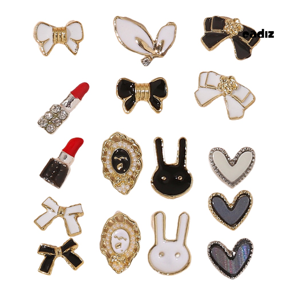 Set 10 Phụ Kiện Trang Trí Móng Tay Nghệ Thuật Bằng Hợp Kim Ba Chiều Độ Bóng Cao Hình Nơ Hoa Trà