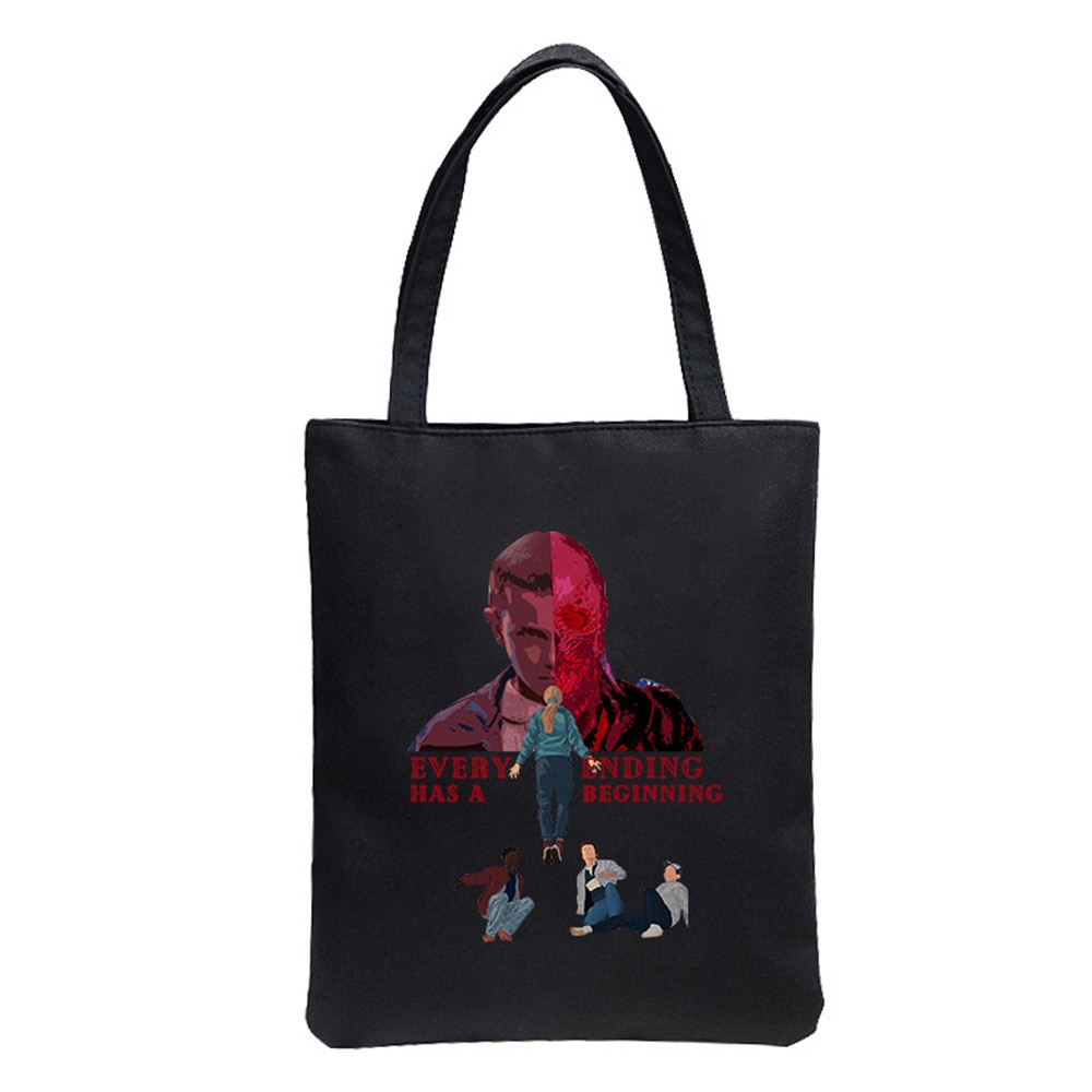 Túi Xách Canvas In Chữ Stranger Things Thời Trang