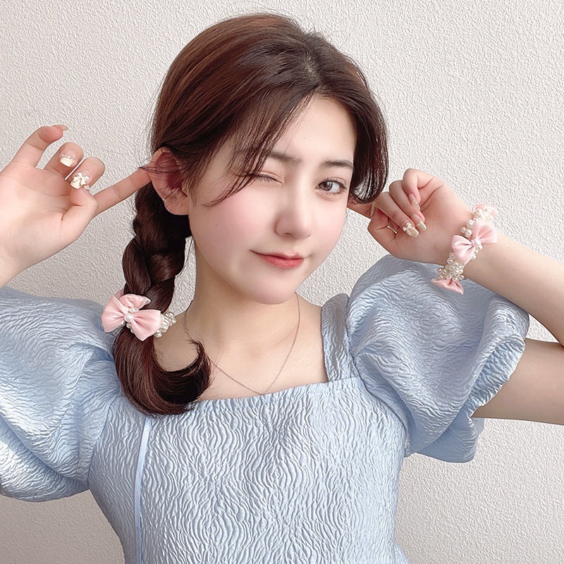 Dây Cột Tóc Cao Su Thắt Nơ Đính Ngọc Trai Sớm Năm 2023