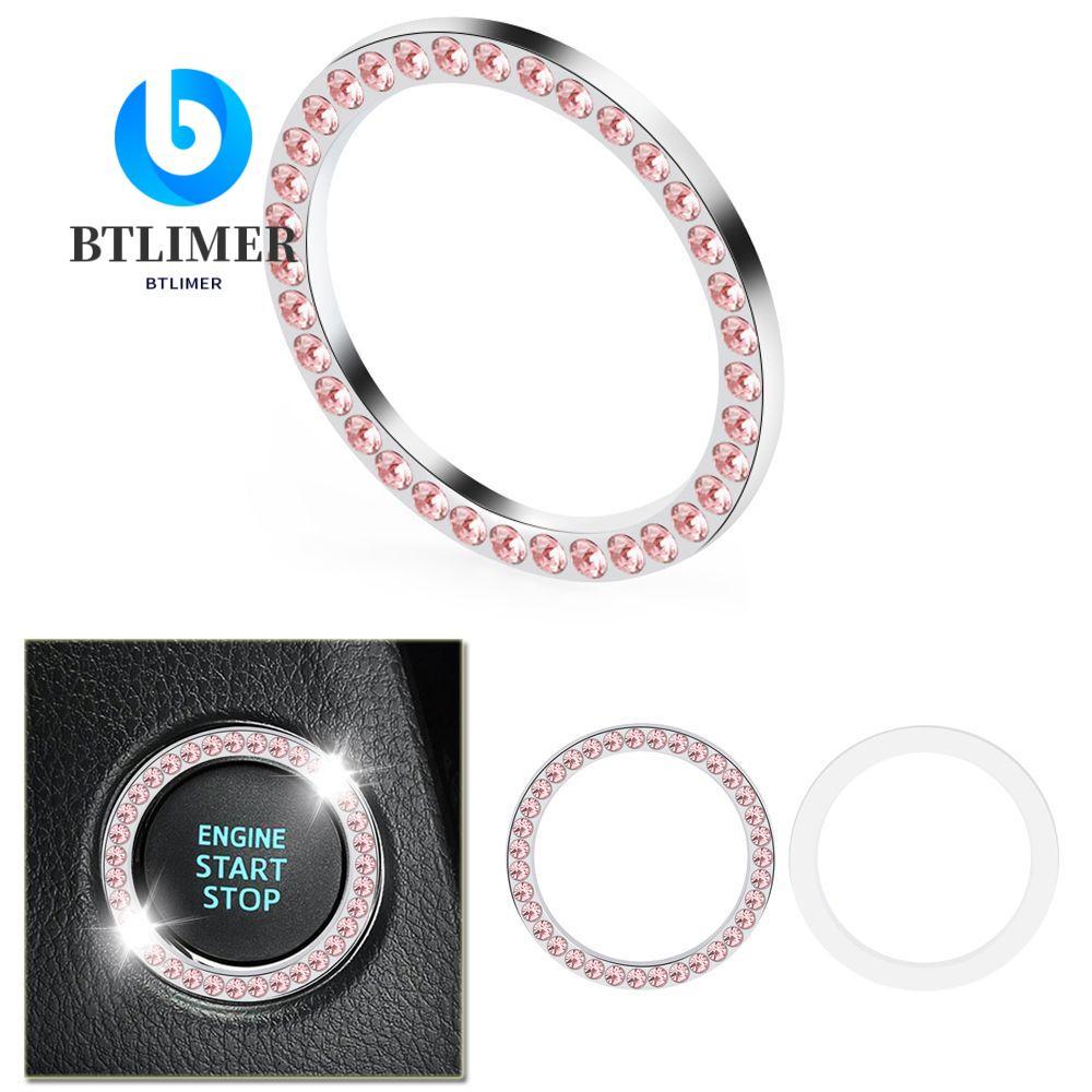 BTLIMER Vòng Tròn Màu Hồng Lấp Lánh Trang Trí Nút Xe Hơi