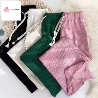 Quần dài ống rộng lưng cao sọc dọc thời trang thường ngày cho nữ có size lớn