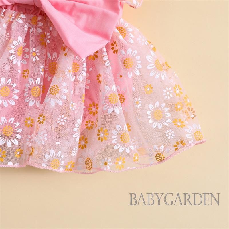 Áo Liền Quần Tay Cánh Tiên In Hoa Cổ Vuông Dành Cho Bé Gái 0-24 Tháng Tuổi