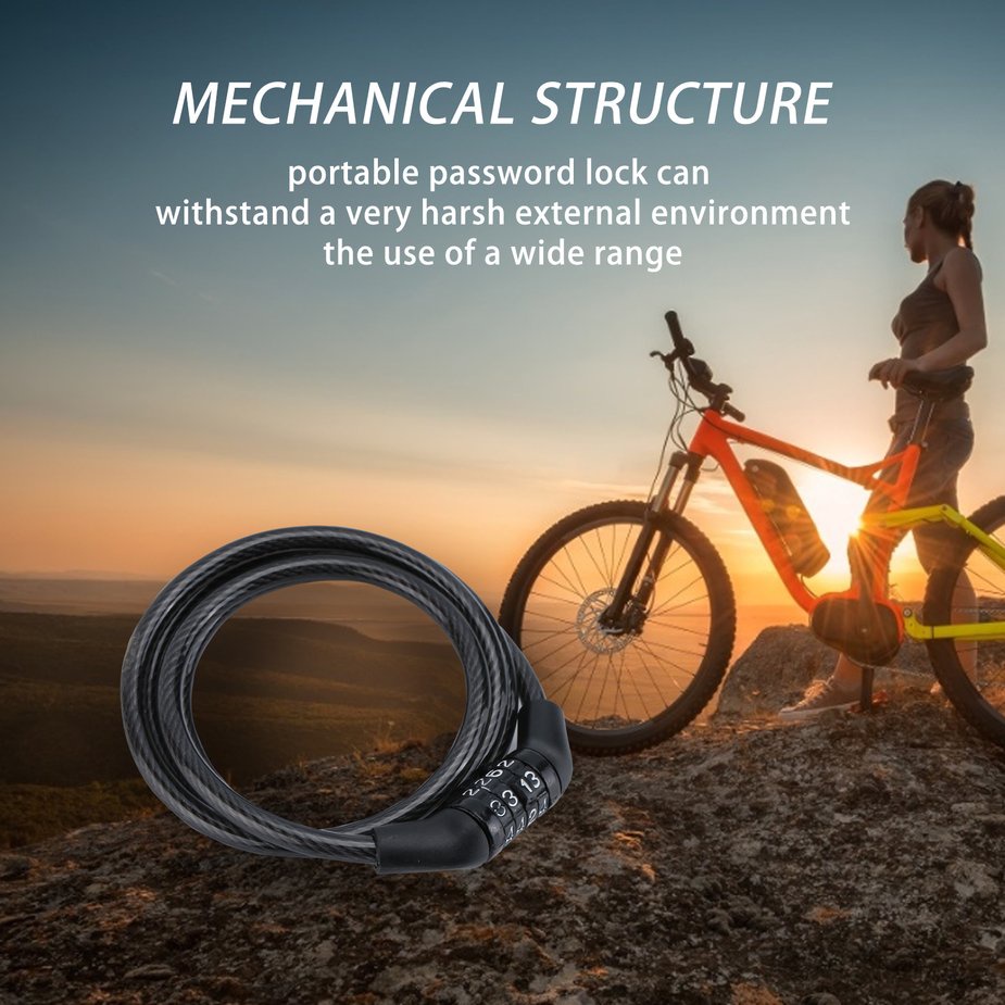 Bicycle Lock Code Key Locks Bike Cycling Password Combination Steel Wire Locks