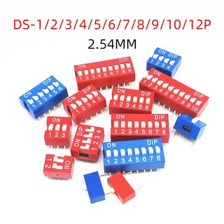Công tắc đỏ 2.54mm ds-1 / 2 / 3 / 4 / 5 / 6 / 7 / 8 / 9 / 10 / 12p 1-12-bit dip