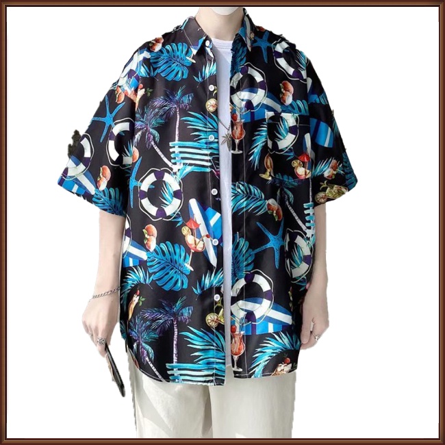 Áo Sơ Mi Ngắn Tay Dáng Rộng In Họa Tiết Cá Tính Theo Phong Cách Mùa Hè Dành Cho Nam