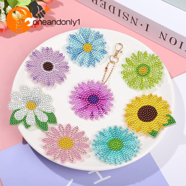 Set 12 Móc Khóa Hình Hoa Hướng Dương Đính Đá Xinh Xắn