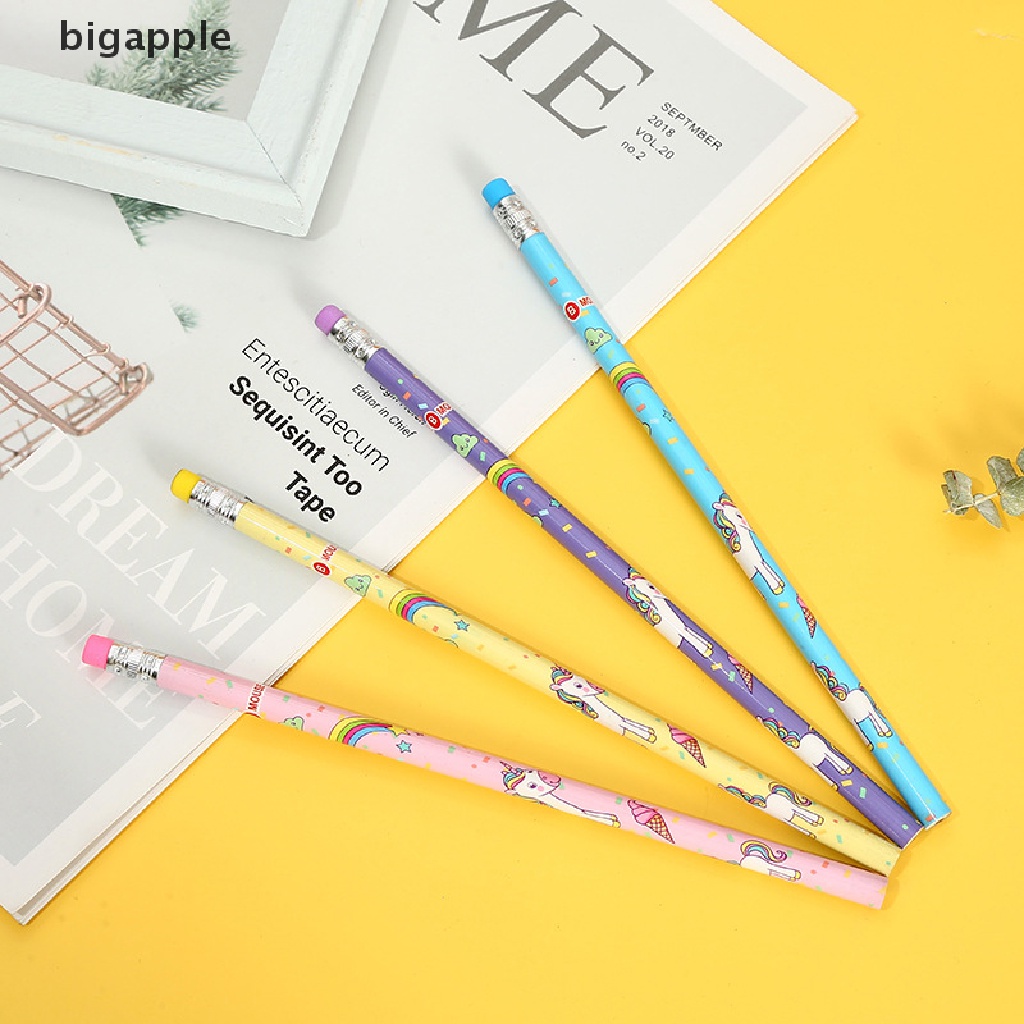 Set 4 Bút Chì Gỗ HB Hình Kỳ Lân Sáng Tạo Cho Học Sinh