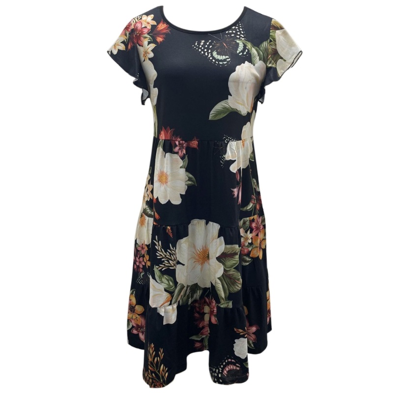 Đầm Midi Tay Ngắn Cổ Chữ V Dáng Rộng In Họa Tiết Hoa Thời Trang Xuân Hè 2023 Dành Cho Bạn Nữ