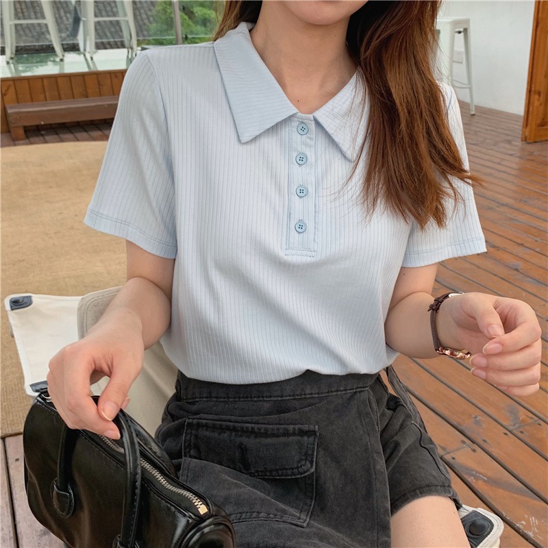 Áo polo thể thao SUXI tay ngắn dáng rộng thời trang mùa hè cho nữ