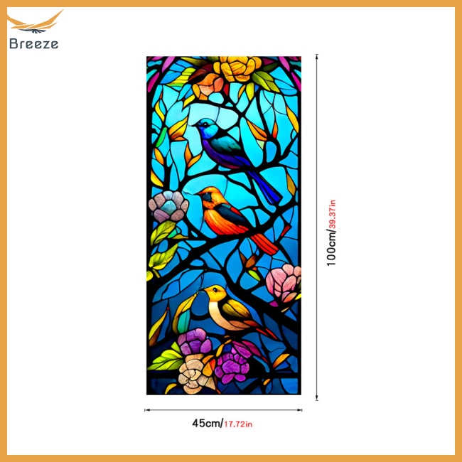 Phim Dán Cửa Kính Họa Tiết Hoa Và Chim Nhiều Màu Sắc Cách Nhiệt Chống Tia Uv