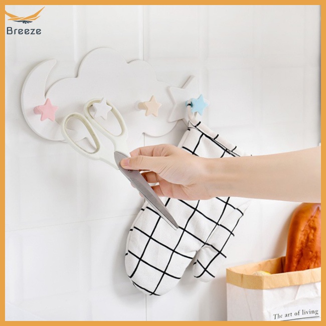 Móc Treo Đồ Dán Tường 4 Móc Hình Đám Mây Hoạt Hình Cho Phòng Tắm