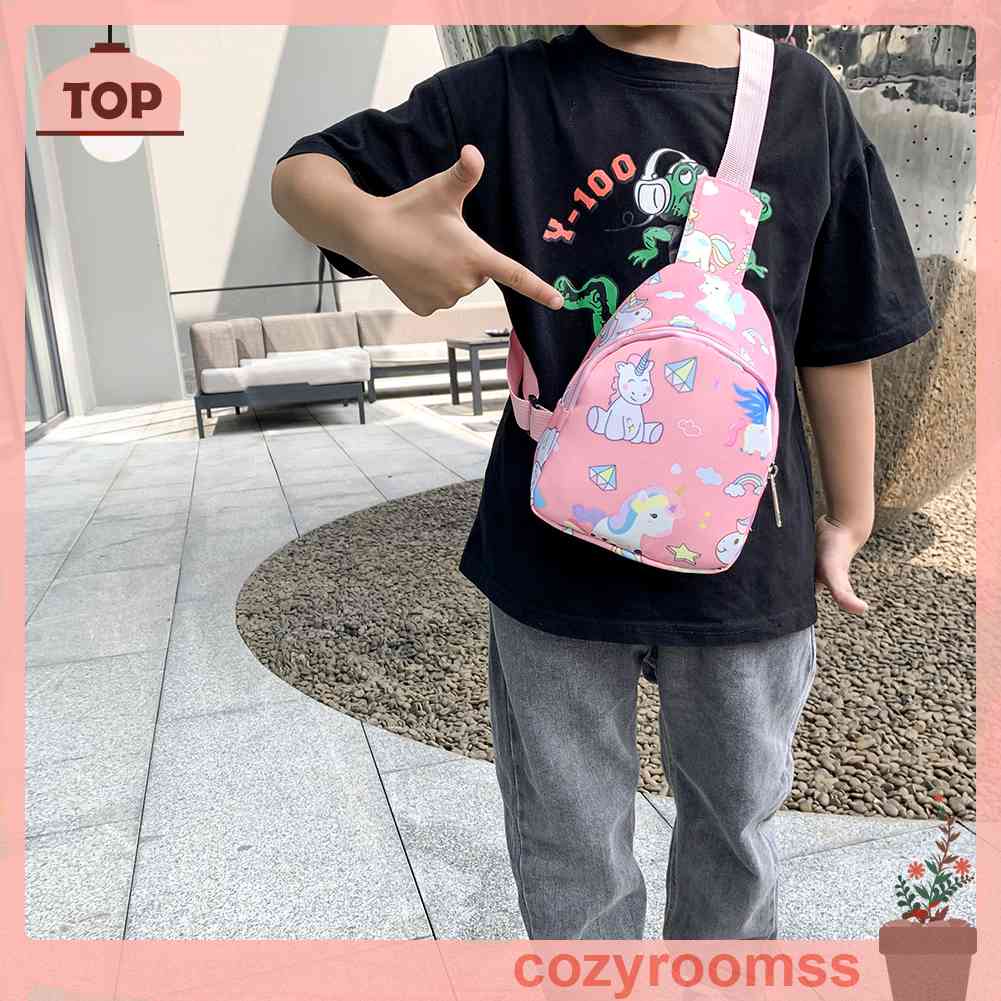 Túi Đeo Chéo Ngực Mini Bằng Nylon In Họa Tiết Hoạt Hình Dễ Thương Cho Bé