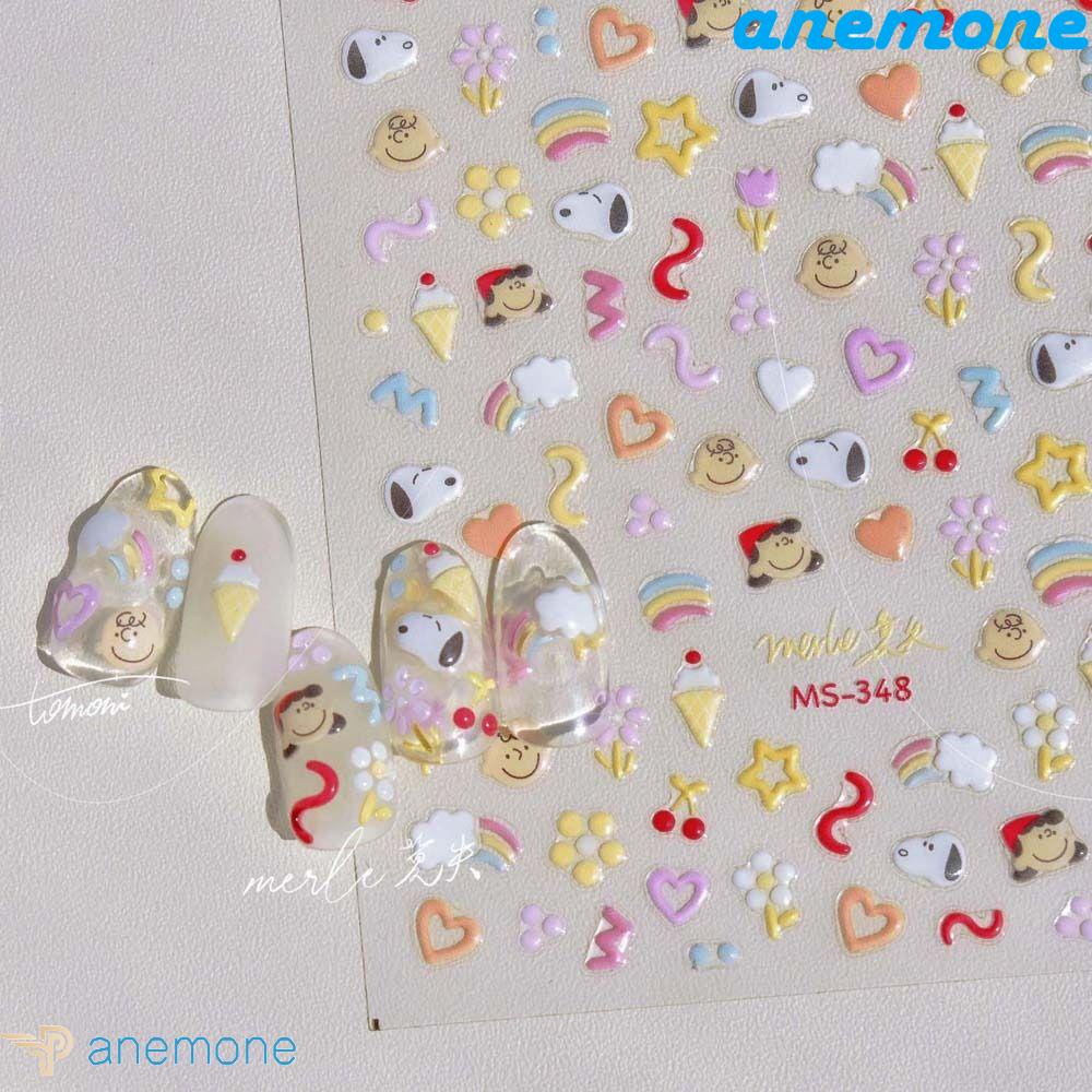 Sticker Dán Móng Tay Tự Dính Hình Bánh Donut / Dâu Tây / Cún Con Thời Trang