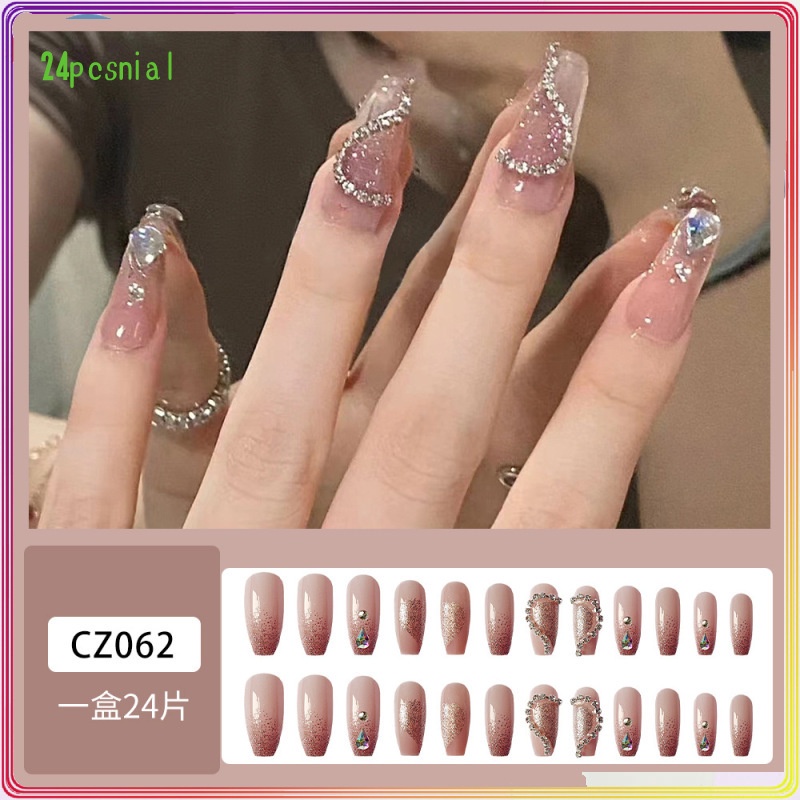 Móng Tay Dạng Chuỗi Dài Mặt Trái Tim Giọt Nước Màu Galaxy Thời Trang Cho Ngày Lễ Tình Nhân