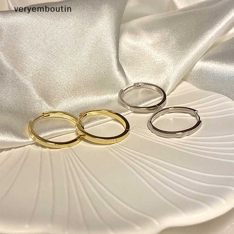 1 Đôi Bông Tai Tròn Lớn Đính Đá Sáng Bóng Đơn Giản Thời Trang Dành Cho Nữ