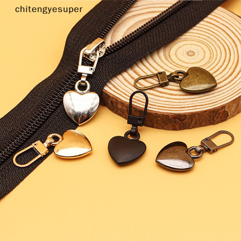 Set 5 Đầu Khóa Kéo Kim Loại Hình Trái Tim Thay Thế DIY