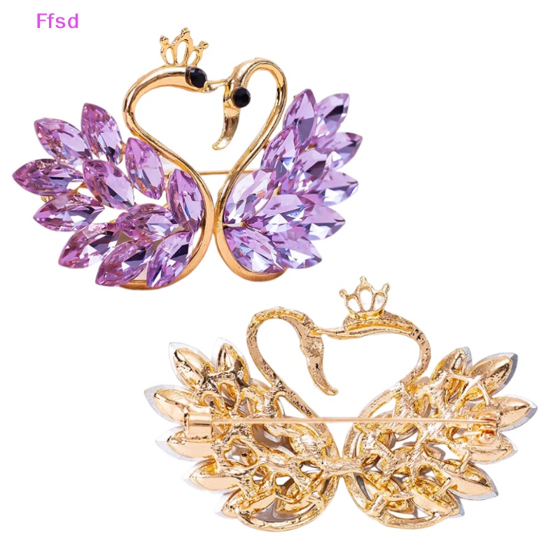 {Ffsd} Ghim Cài Áo Hình Đôi Thiên Nga Đính Pha Lê Thời Trang Dự Tiệc Cưới Dành Cho Nữ