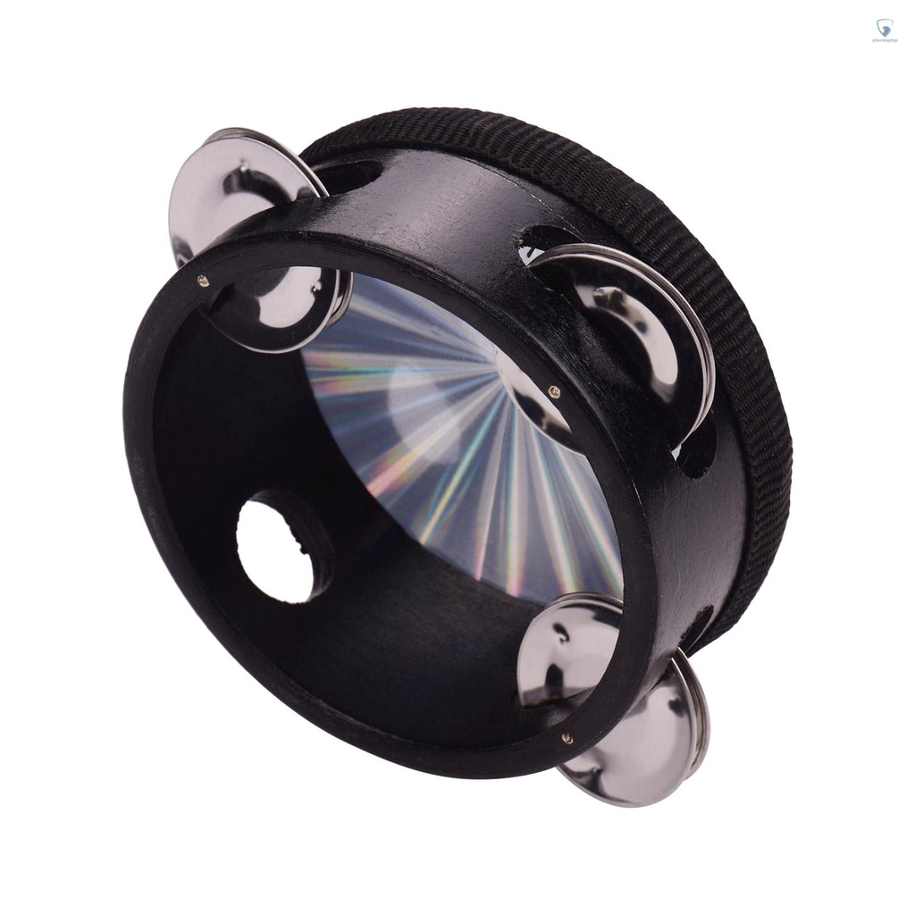 Trống Lục Lạc Cầm Tay Bằng Gỗ 4 Inch Màu Phản Quang Cho Người Lớn Và Trẻ Em