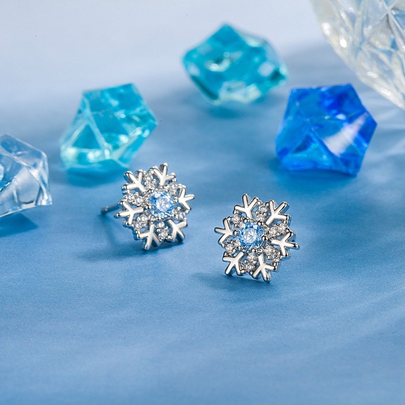 Bông Tai Hình Hoa Tuyết Đính Đá Zircon Lấp Lánh Sang Trọng Cho Nữ