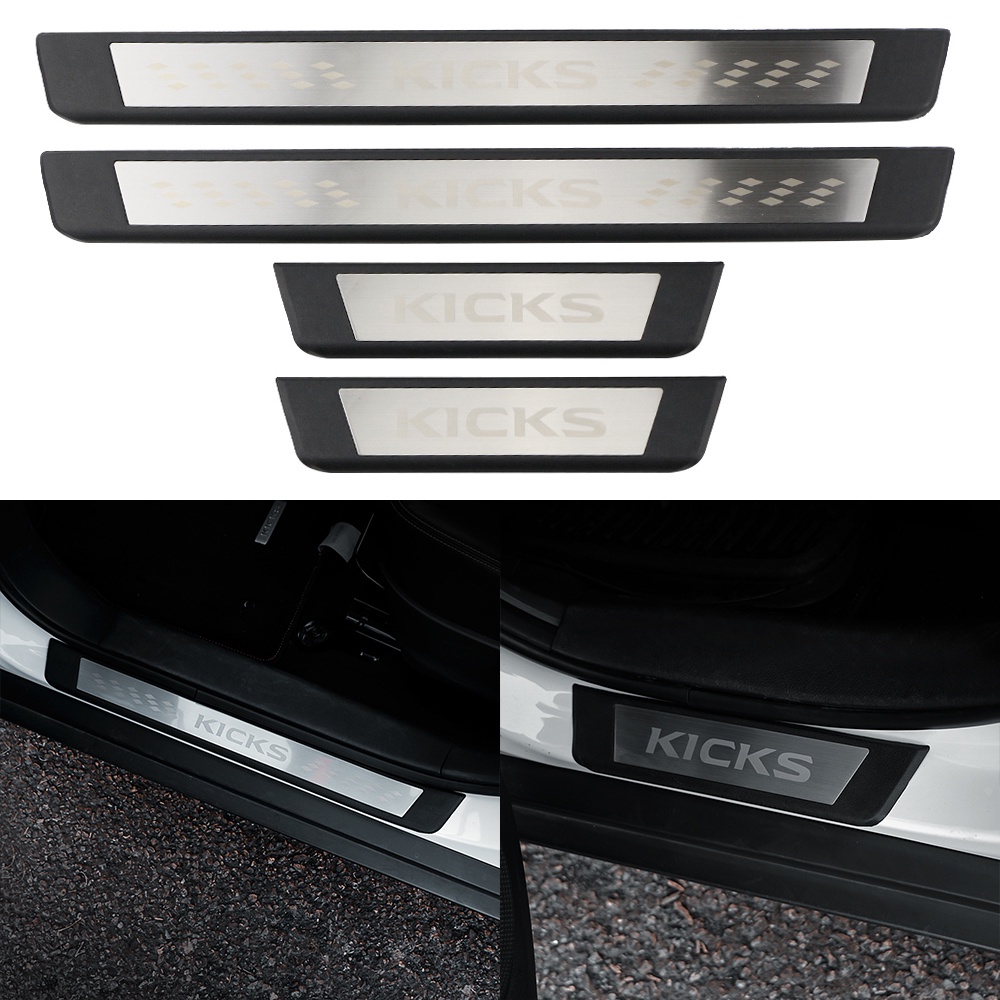 Set 4 Miếng Dán Bảo Vệ Bàn Đạp Cửa Xe Hơi Bằng Sợi Carbon Cho Nissan Kicks P15 2016-2020 2021 2022