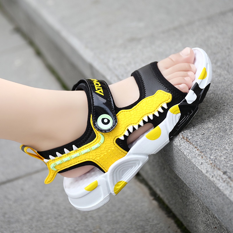 Xăng đan Thể Thao Đế Mềm Thoáng Khí Chống Trượt Hình Khủng Long Cho Bé Trai