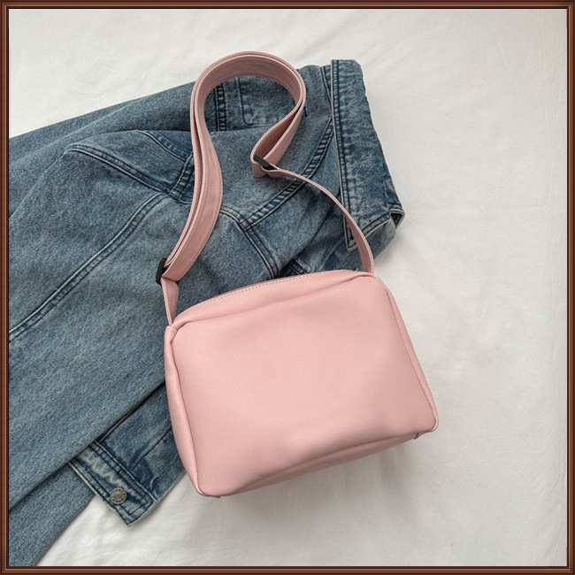 Túi Da Pu Đeo Chéo Màu Trơn Có Khóa Kéo Đơn Giản Hợp Thời Trang Cho Nữ