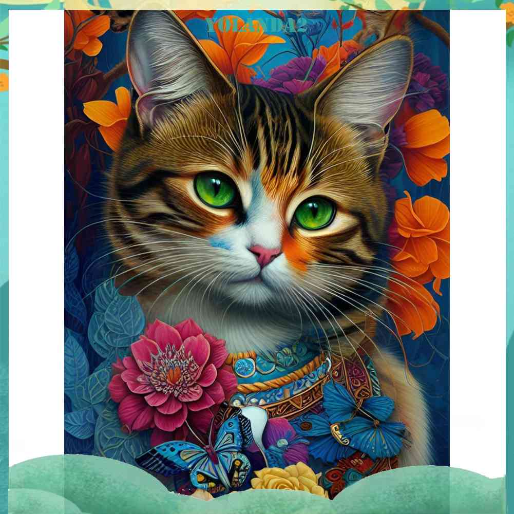 Tranh Đính Đá Kim Cương Toàn Bộ 5D DIY Hình Vẽ Mèo Trang Trí Nhà Cửa