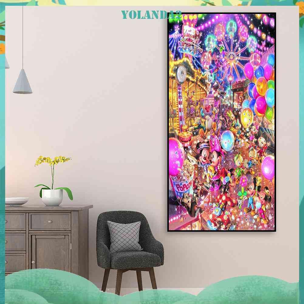 Bộ Tranh Đính Đá 5D Họa Tiết Hoạt Hình Mickey Minnie Độc Đáo DIY Dùng Trang Trí Nhà Cửa