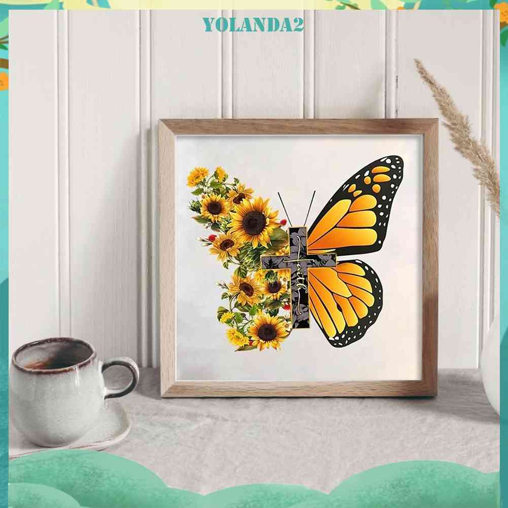 Tranh Đính Đá Kim Cương Toàn Bộ 5D DIY Hình Vẽ Hoa Hướng Dương Bướm