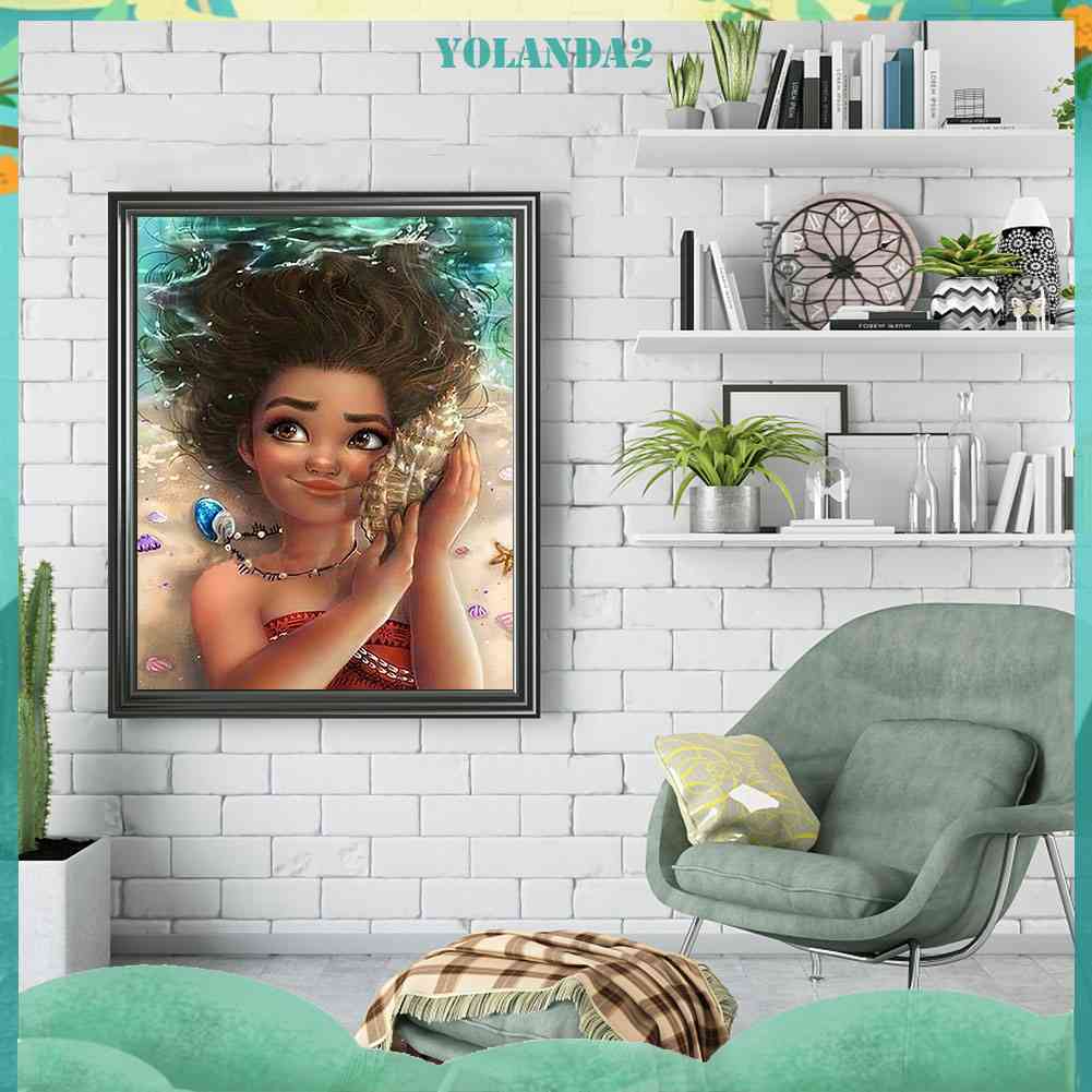 Bộ Tranh Đính Đá 5D Toàn Diện Họa Tiết Moana Độc Đáo DIY Dùng Trang Trí Nhà Cửa