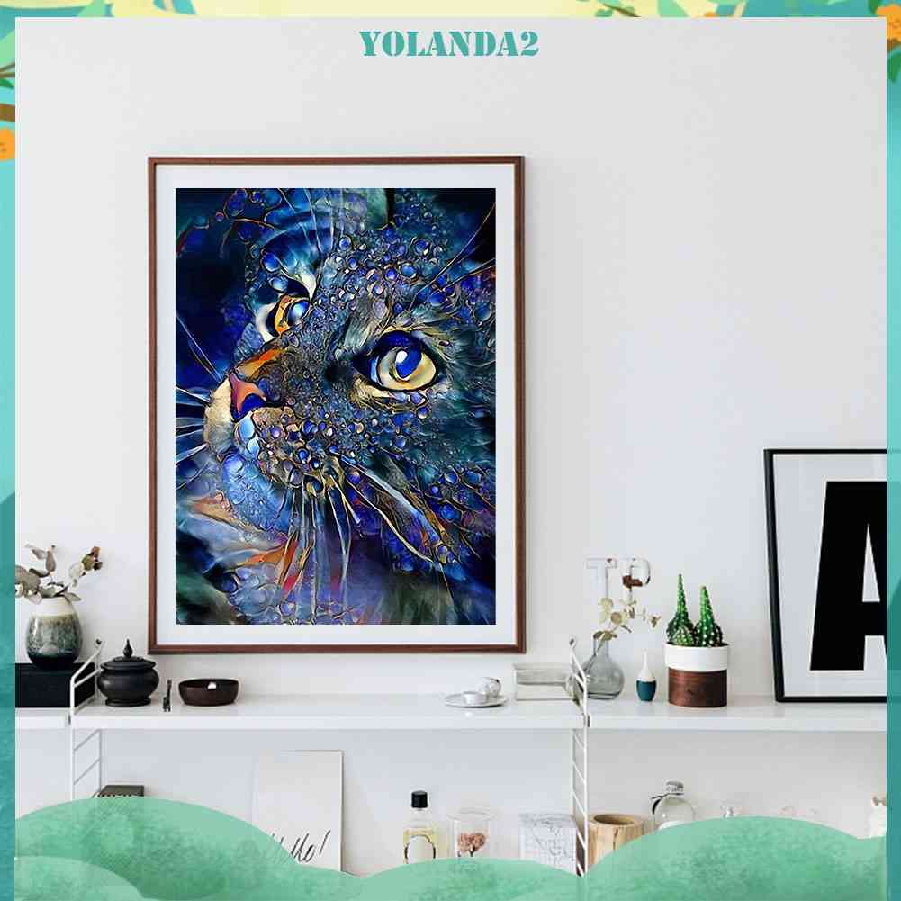 Bộ Tranh Đính Đá 5D Toàn Diện Họa Tiết Chú Mèo L.Roche Độc Đáo DIY