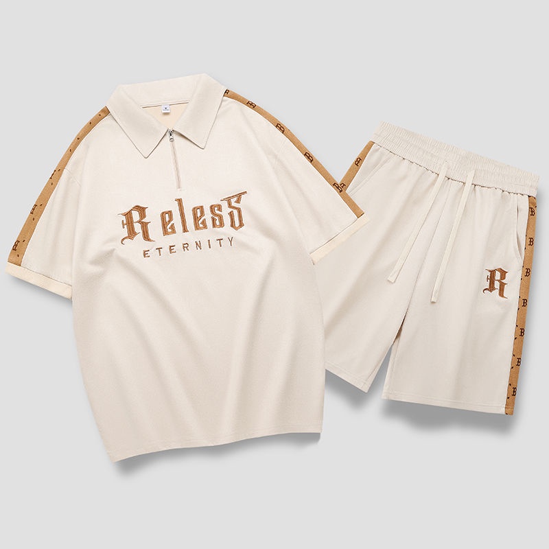 【luckin men's】áo polo+quần short nam，，bộ đồ，áo đôi nam nữ，áo thun unisex，Set Đồ Thể Thao Ngắn Tay Phong Cách hip hop Thời Trang Cho Nam Nữ，bigsize t shirt，áo phông，quần đùi nam，quần bigsize，quần ulzzang，quần túi hộp，quần nam，quần nam，trắ