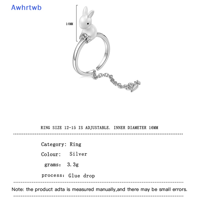 Nhẫn Hở Mạ Bạc 925 Hình Thỏ Và Củ Cải Xinh Xắn Mới