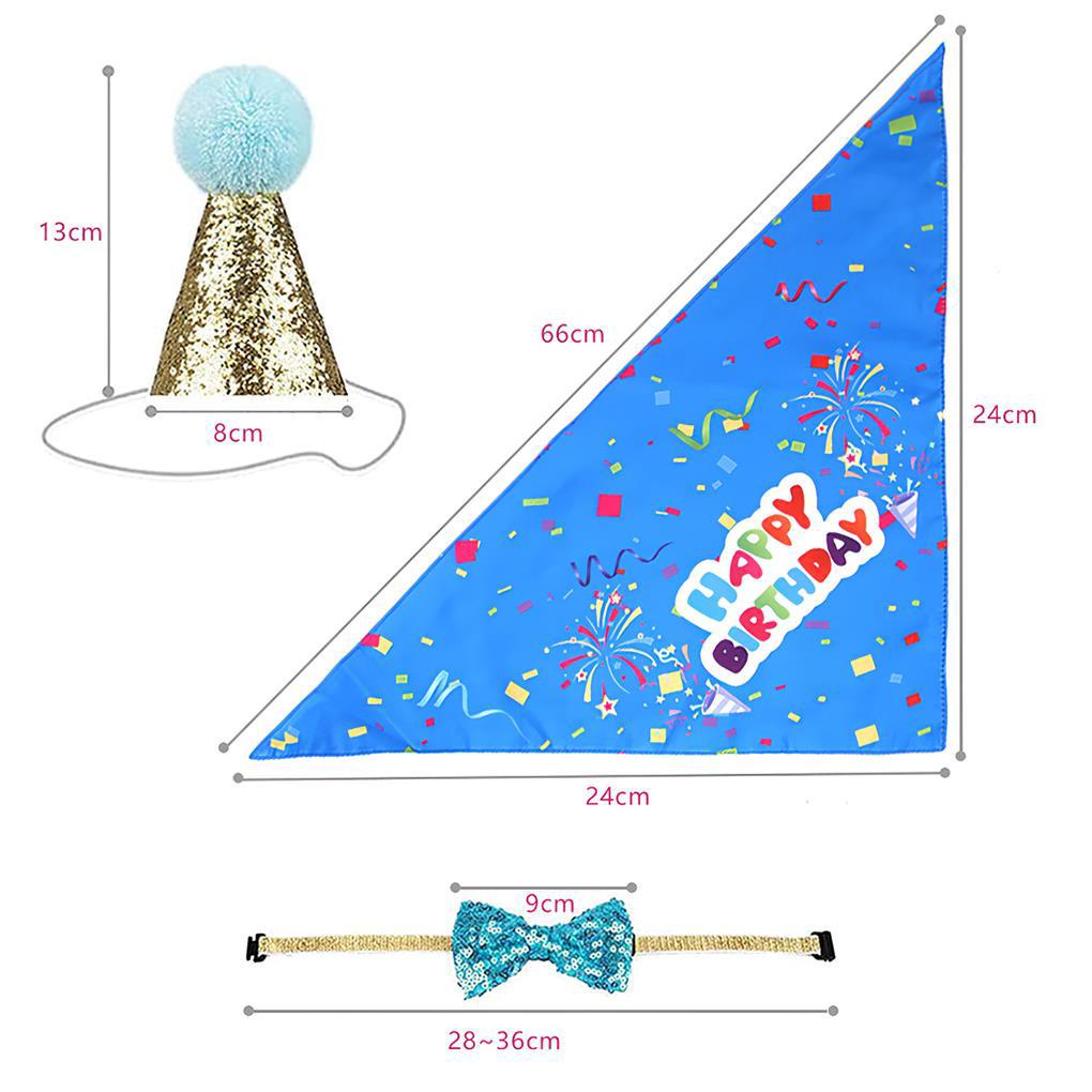 Bộ Phụ Kiện Trang Phục Sinh Nhật Gồm Mũ + Yếm Ăn + Cờ Trang Trí Dành Cho Thú Cưng