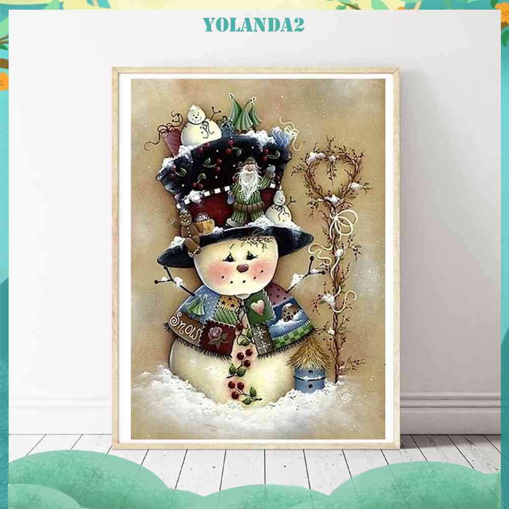 Tranh Đính Đá Kim Cương Toàn Bộ 5D DIY Hình Người Tuyết Giáng Sinh