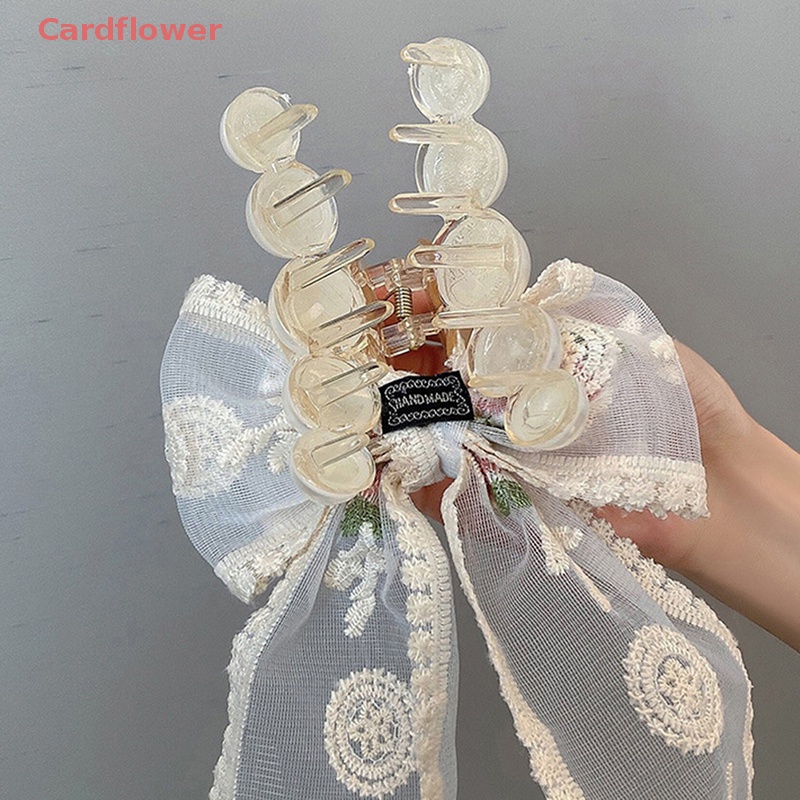 Kẹp Tóc Nơ Thêu Hoa Bằng Vải Ren Phong Cách Hàn Quốc Mới Cho Bé Gái