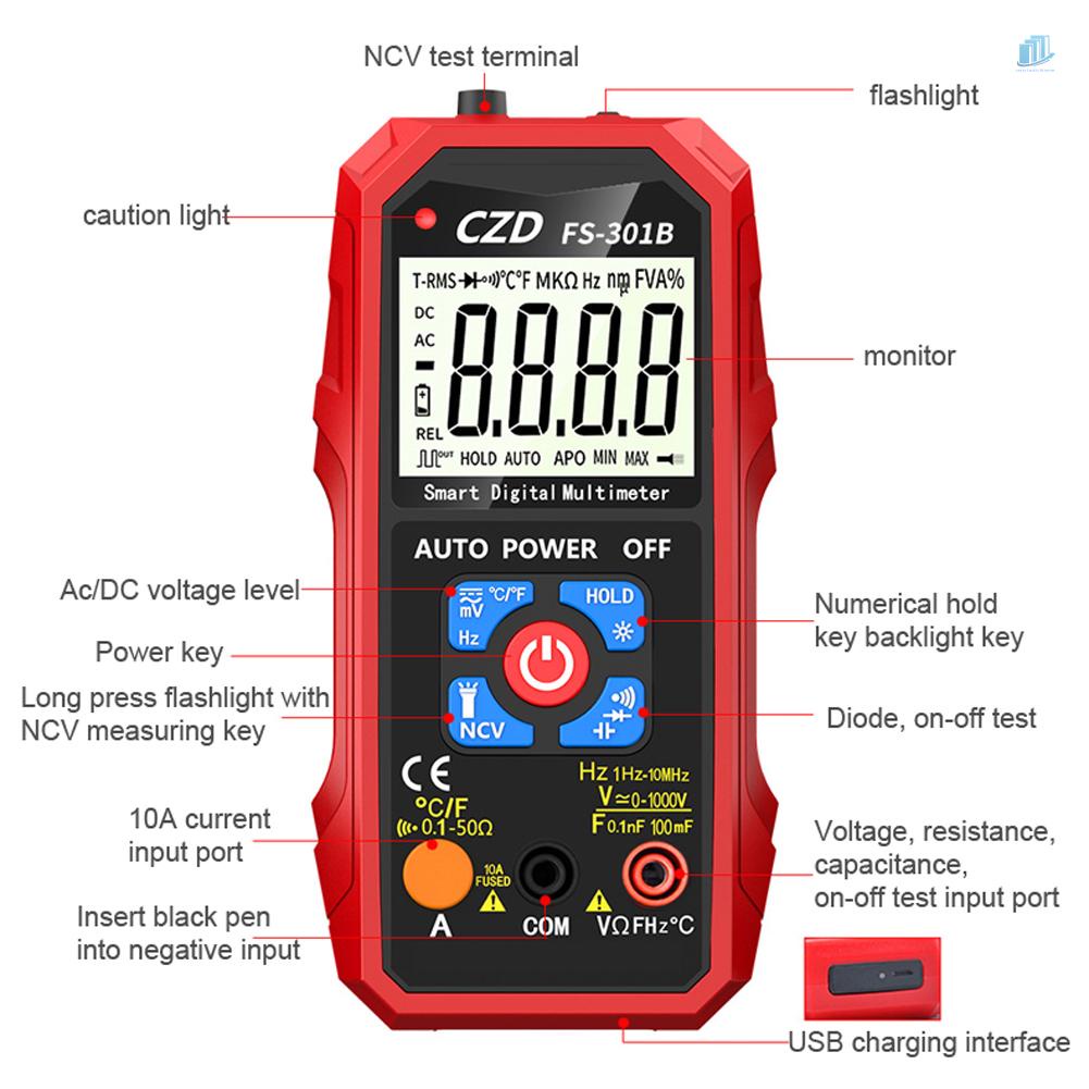 Vạn Năng Kế Kỹ Thuật Số Màn Hình Lớn 301C s2mwvn Có Đèn Nền LED NCV