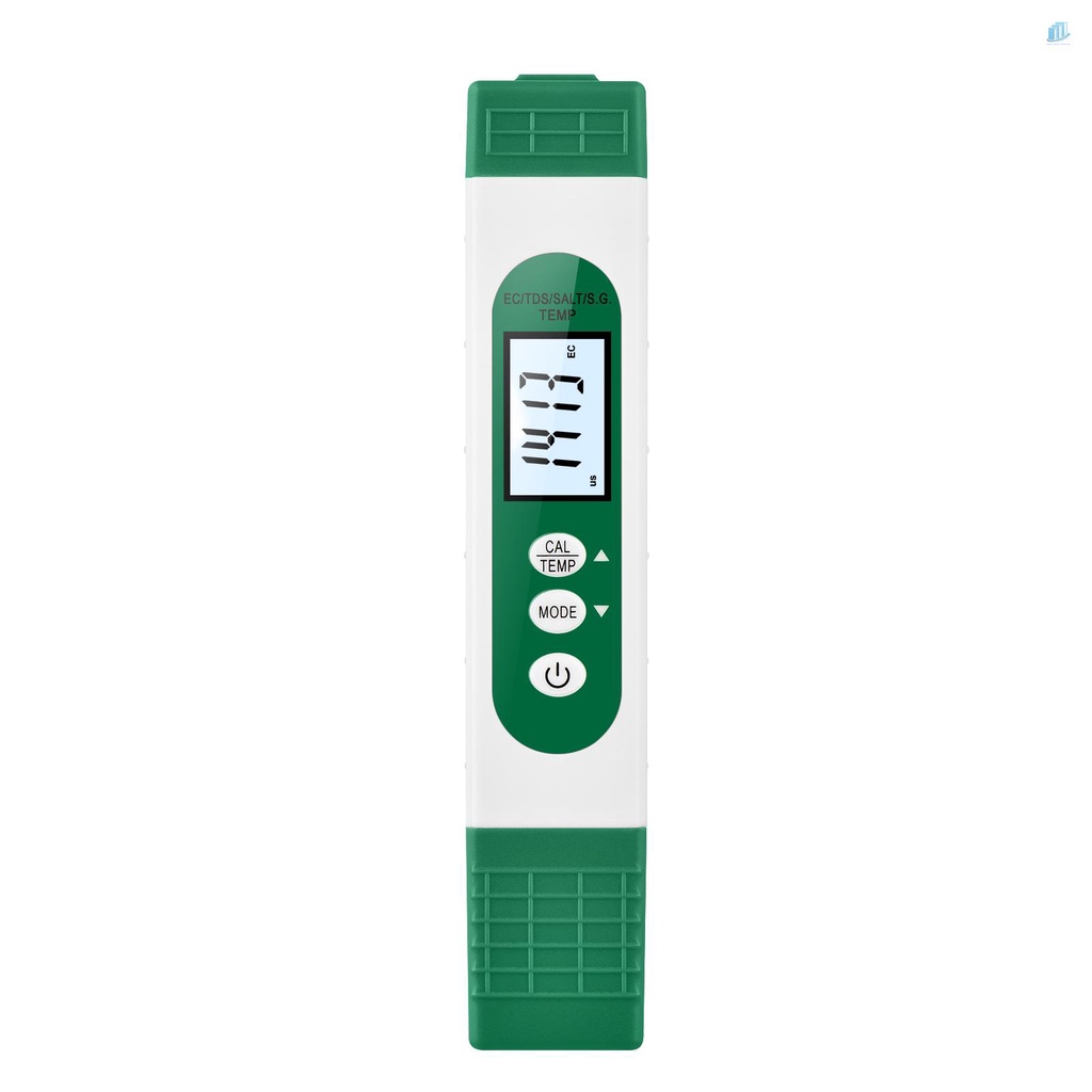 Bút Phân Tích Chất Lượng Nước 5 Trong 1 Đa Năng EC / TDS / S.G / SALT / Thử Chất Lượng Nước Có Màn Hình LCD Kỹ Thuật Số