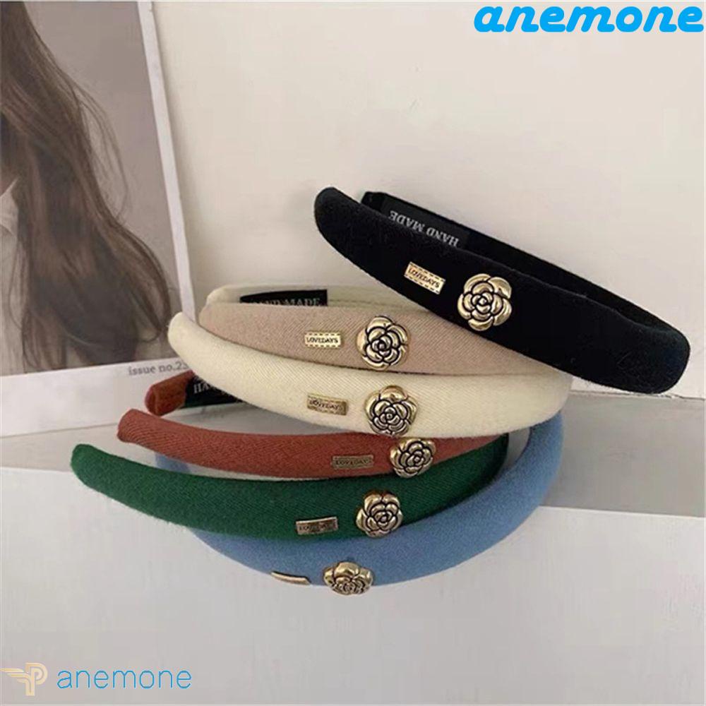 Băng Đô Cài Tóc Co Giãn Đính Hoa Trà Phong Cách Cổ Điển Ngọt Ngào Cho Nữ