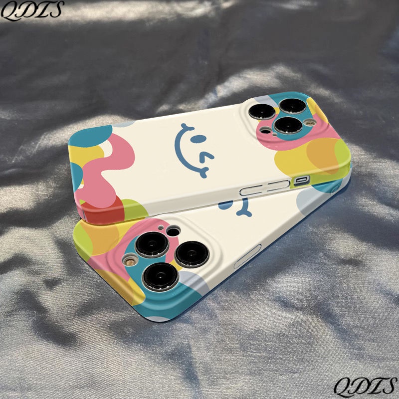 Ốp Điện Thoại Cứng Siêu Mỏng Hình Mặt Cười Đơn Giản Cho Iphone14Promax12Xr13 CU4N 11