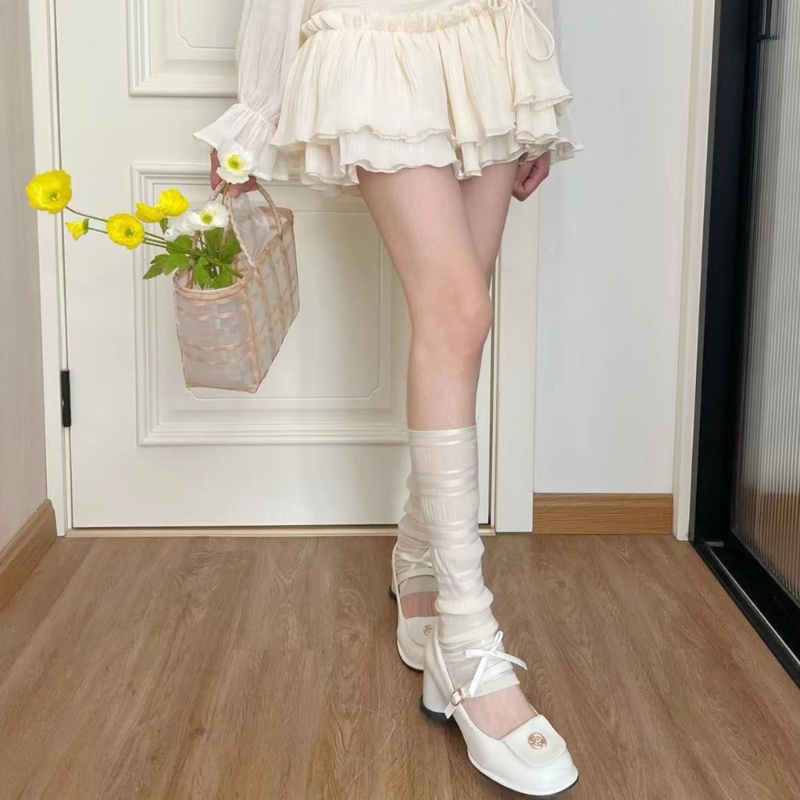 Vớ Lụa Mỏng Giữ Ấm Chân Đính Nơ Phong Cách Nhật Bản Cho Nữ