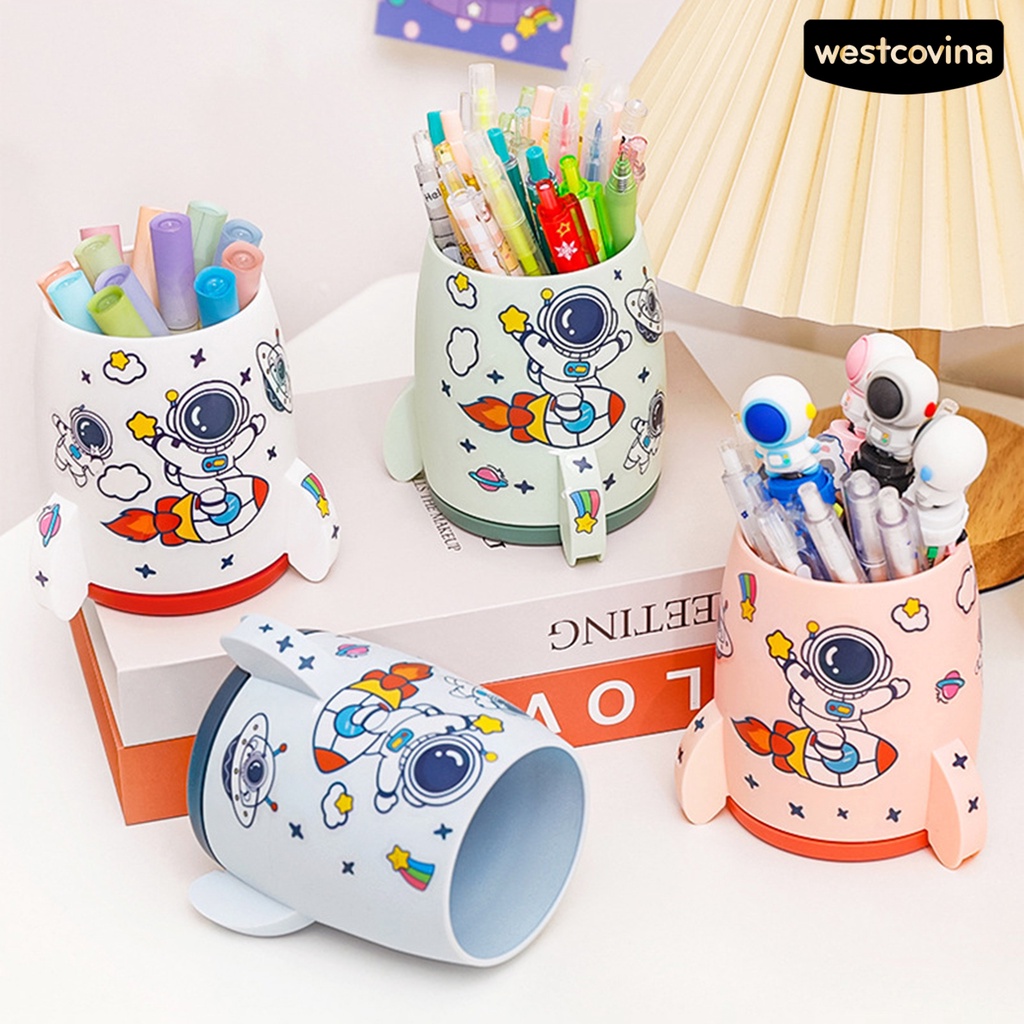[COD]♪Hộp Đựng Bút Bằng PP Họa Tiết Hoạt Hình Tên Lửa Đa Năng Tiện Dụng